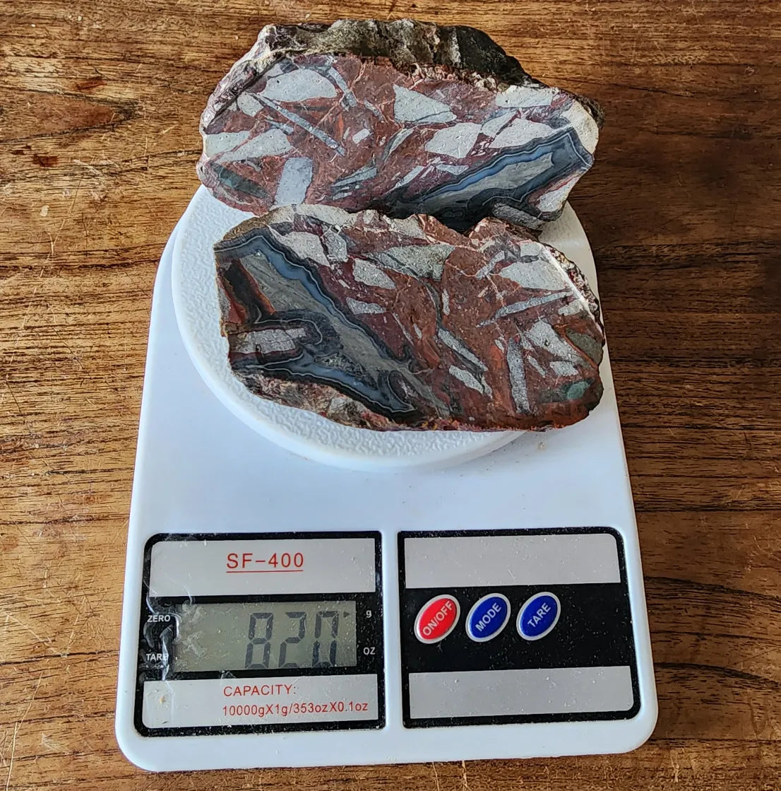 Brecciated Blue Agate Pair