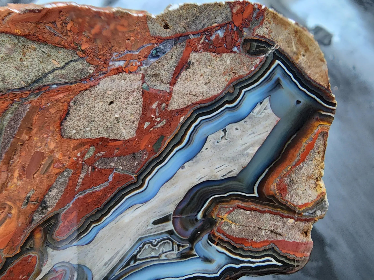 Brecciated Blue Agate Pair
