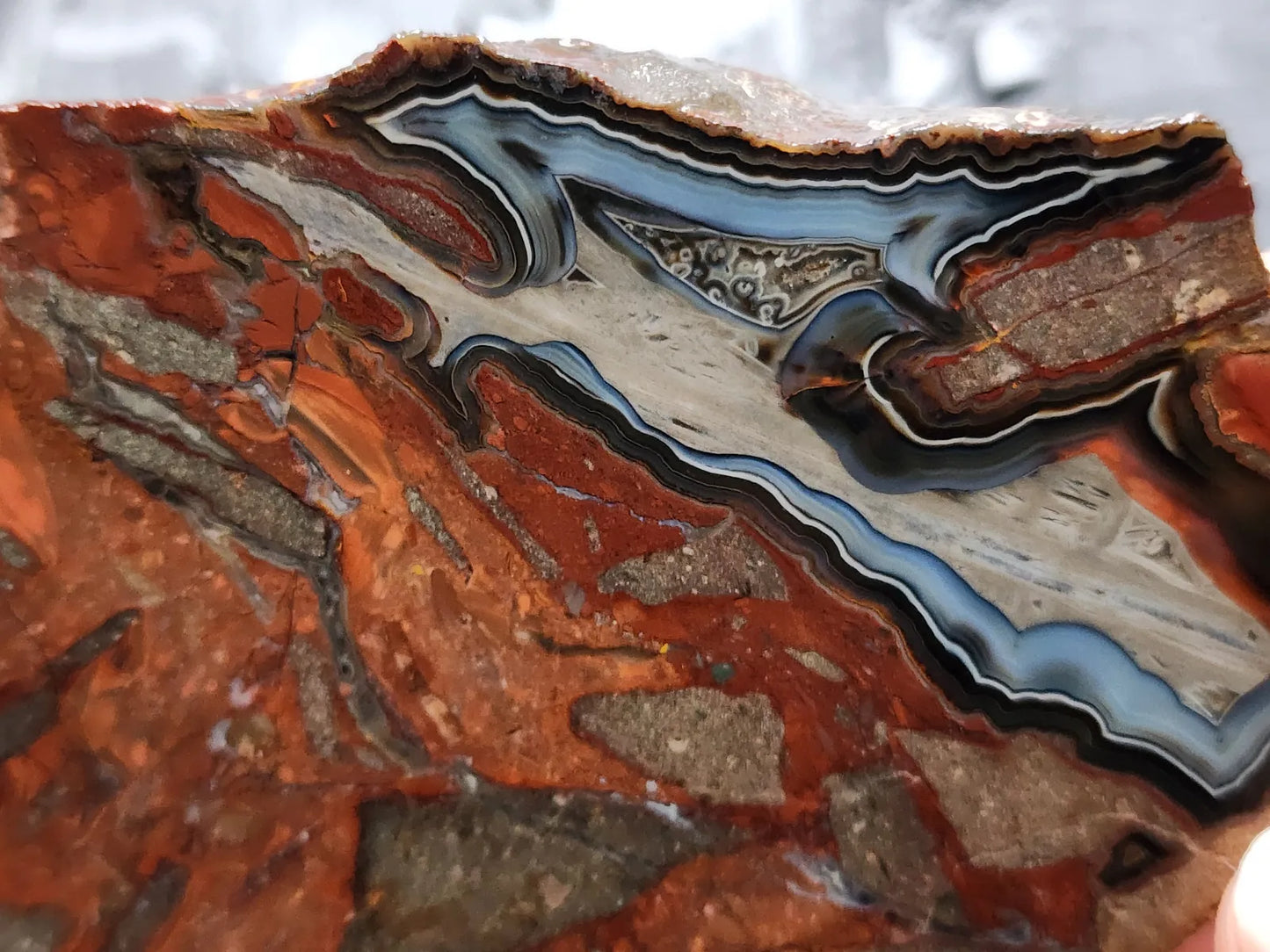 Brecciated Blue Agate Pair