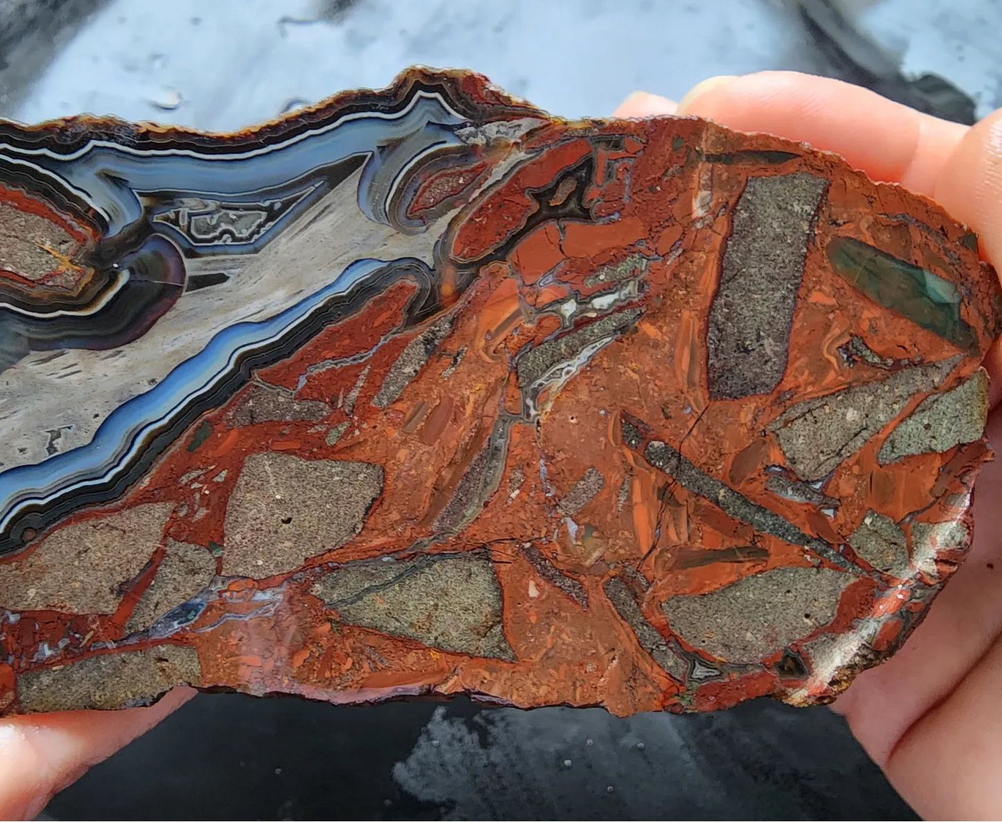 Brecciated Blue Agate Pair