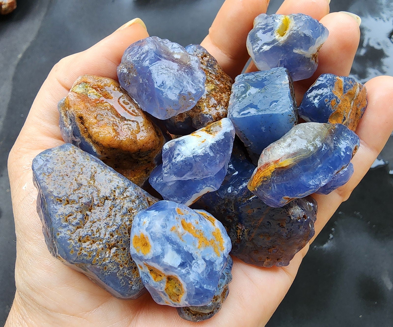 Natural Blue Agate Point 2024 Rock Stone 374 Grams