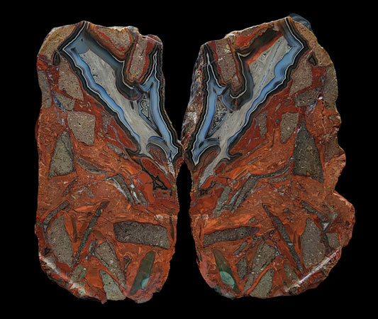 Brecciated Blue Agate Pair
