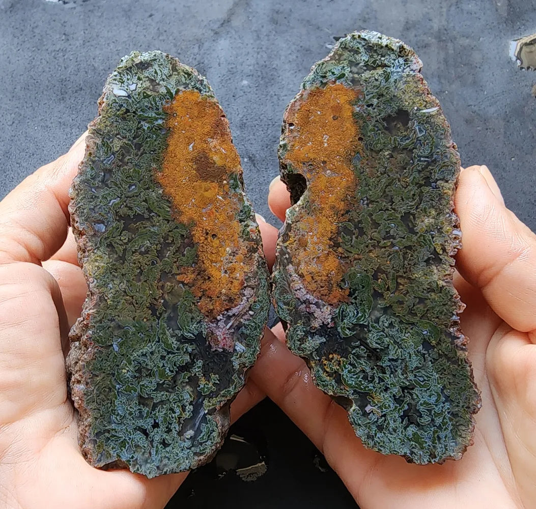 Raw Moss Agate Pair