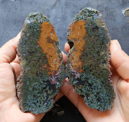 Raw Moss Agate Pair